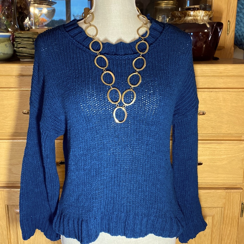 Ugg Knit Sweater, Beautiful Deep Marine Blue! Oversized, fits Sm/Med Rich Color!